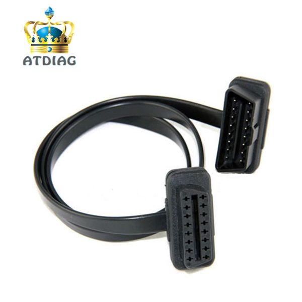 

60cm 16pin obdii obd 2 obd2 cable connector diagnostic-tool elm327 adapter flat thin as noodle male to female extension