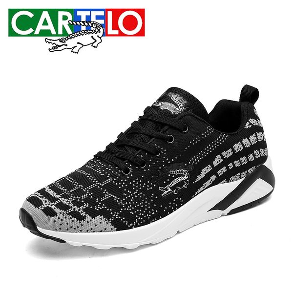 

cartelo casual men's shoes student shoes male korean version of the tide breathable absorption one flying woven ligh, Black