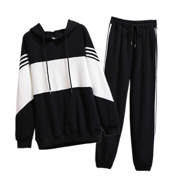 

fashion women's tracksuits 20fw plus size women's fat mm autumn loose and thin two-piece casual two piece pants 2 colors size 2xl, White