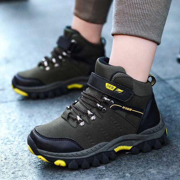 

kids shoes autumn warm hiking shoes army green outdoor sport antislip basket boys running high trainer sneakers