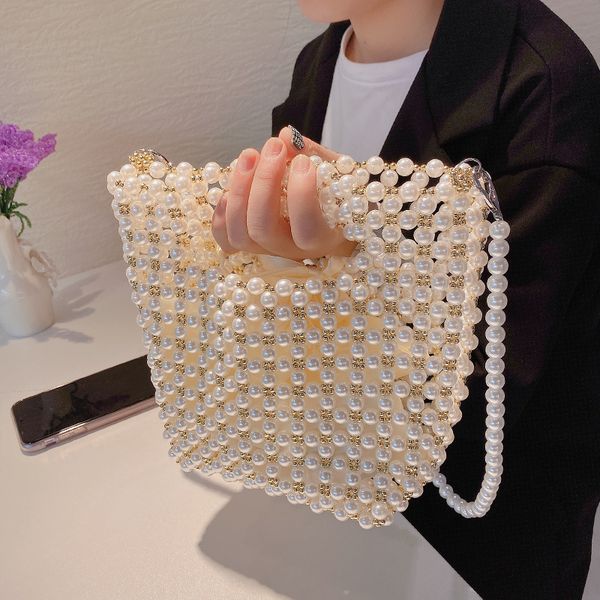 

diy material women bag abs pearl woven beading handbags handmade single chains messenger shoulder bags girlfriends gift