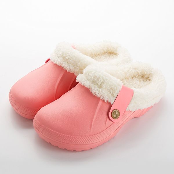

2020 new winter men and woman slippers plush waterproof eva warm fur slippers slides home slipper indoor floor shoes for female, Black