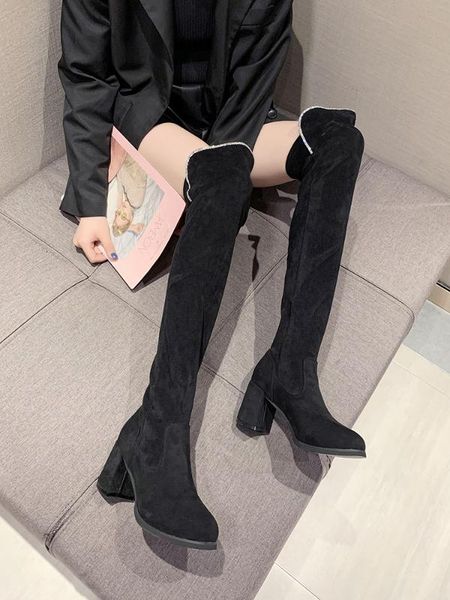 

boots women new 2020 women's rubber shoes rain luxury designer platform thigh high heels high booties, Black
