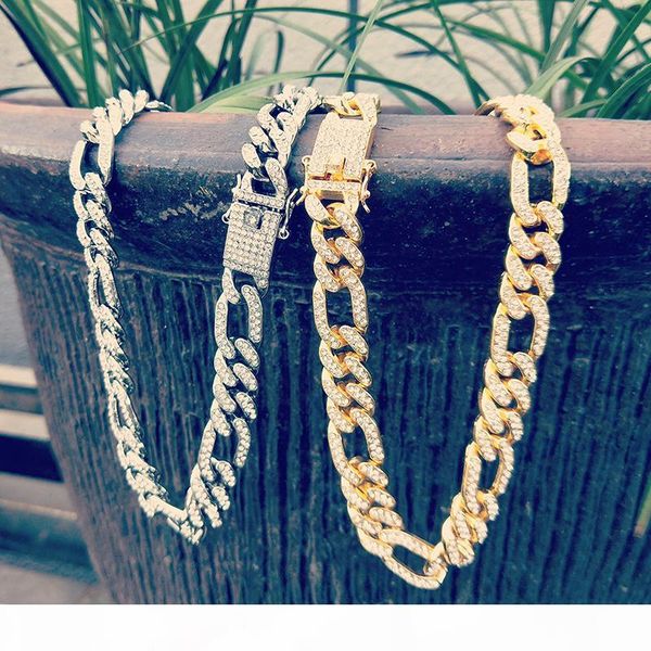 

13mm gold iced out асфальтовая стразы майами снаряженная кубинский цепи ожерелье cz bling рэпер ожерелья для мужчин хип-хоп ювелирных издели, Silver