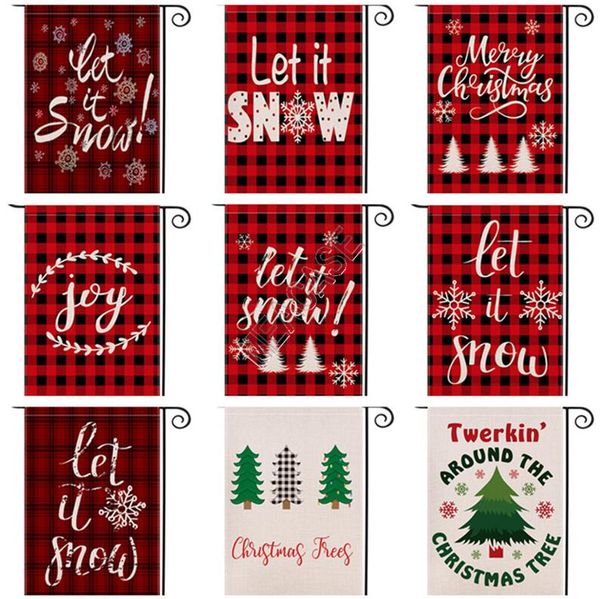 

christmas garden flag decoration double side checkered red plaid letter designers festival courtyard hanging banner flags 47*32cm d92507, Blue
