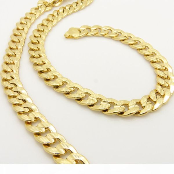 

real 18k yellow gold filled patterned curb chain link for women men, Silver
