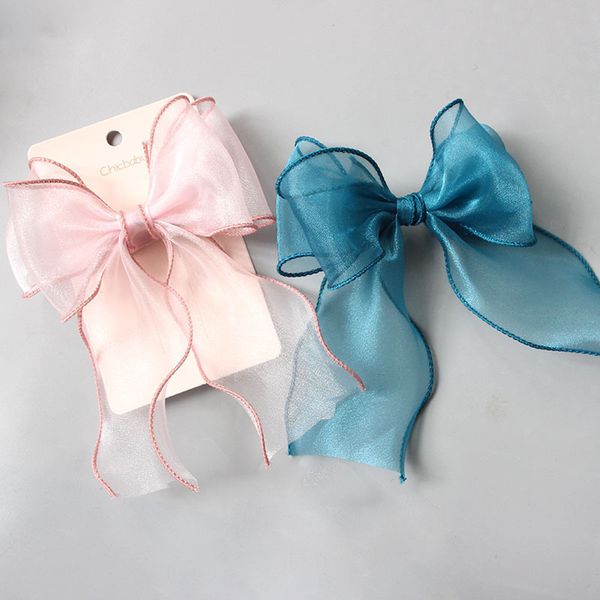 

new style children's import beautiful big bow girl's head accessories hair clip pink, Slivery;white