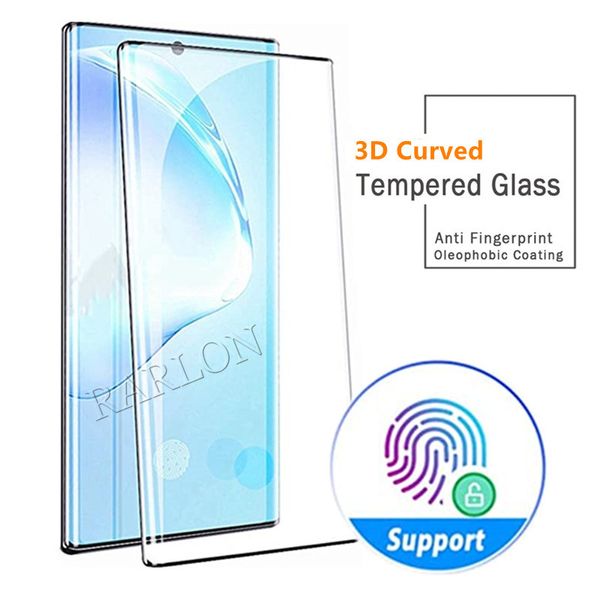 Para Samsung Nota 20 Ultra Tela 3D Curved Protector Bubble Caso amigável Fingerprint toque de vidro temperado para Galaxy S20 Além disso S10 10 9