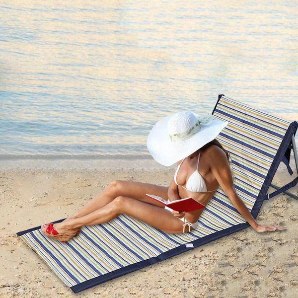 

compact lightweight portable beach ground mat chair waterproof folding backrest lounger for outdoors camping 143*55cm