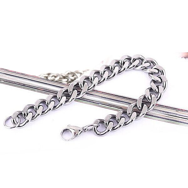 

link, chain on hand bracelets mens stainless steel male accessories hip hop punk jewelry for neck gifts wholesale, Black