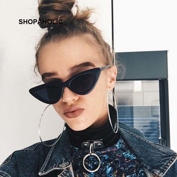

small cat eye ladies sunglasses red black frame women brand designer sun glasses for women vintage eyewear shades uv400, White;black
