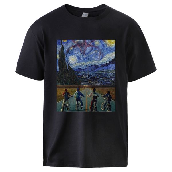 

van gogh's stranger things tv show man summer t shirt 2020 male fashion 100% cotton sportswear tee casual workout t shirt
