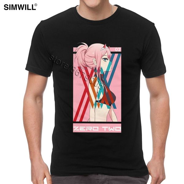 

дарлинг in the franxx t-рубашки мужские 100% хлопок zero two тройники рубашки с коротким рукавом о шеи мода аниме вентилятор майка