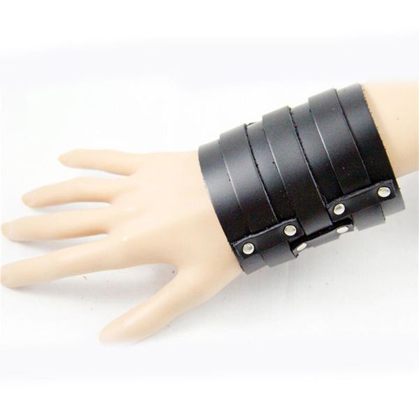 

head layer square buckle strappunk rock genuine leather tribe wristband bangle rope(black, Golden;silver