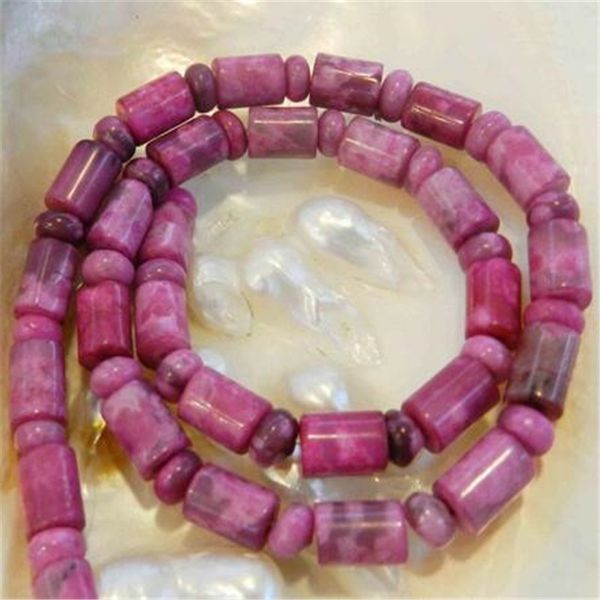 

6x9mm rose argentine rhodonite colonne perles en vrac 15"