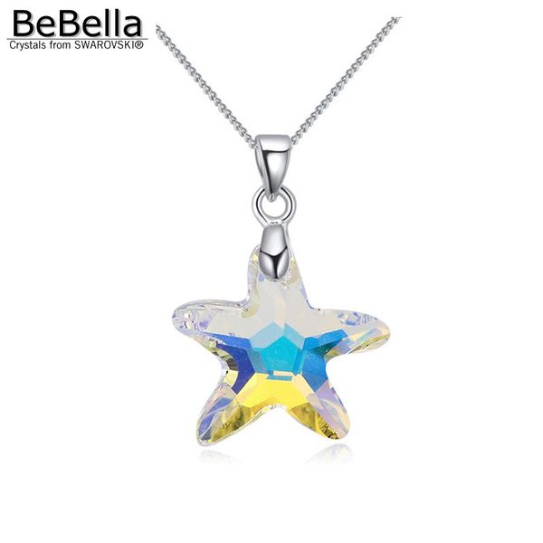 

bebella 4 colors starfish crystal pendant necklace crystals from fashion jewelry for women girl christmas gift 2020, Silver