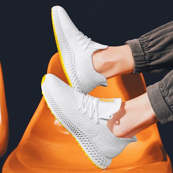 

light mens running shoes comfortable breathable mesh sneaker flying woven breathable board sports and leisure mens low-shoes
