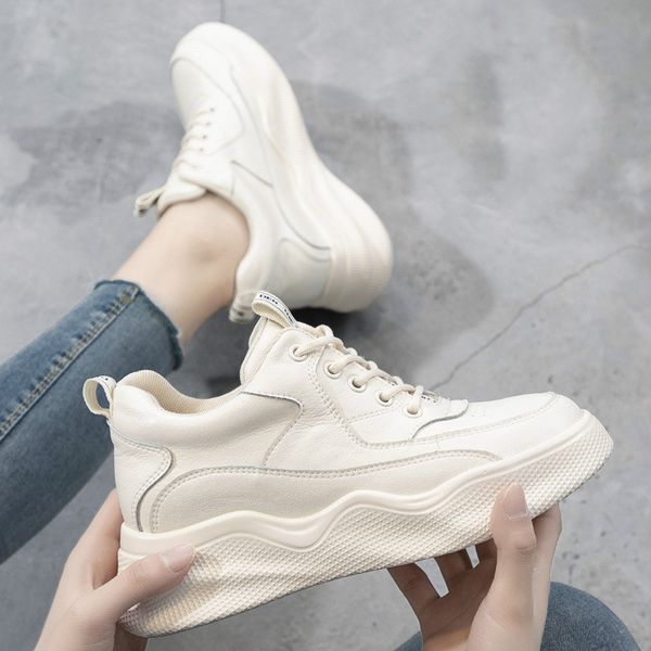 

fashion leather platform ankle boots shoes woman thick sole lace-up women shoes waterproof heightening i3-04