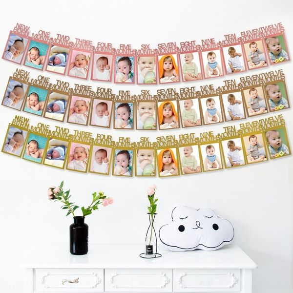 

new newborn 13 flag-pulling kraft kraft paper onion paper one-year-old p frame flag-pulling party layout banner flower-pulling x0zz0 x0z