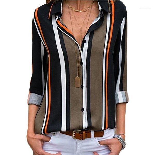 

slim blouses designer lapel neck womens luxury womens shirts fashion striped printed, White