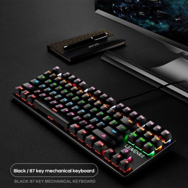 

punk mechanical keyboard four steps six row suspension key cap 87 keys green axis gaming competitive office notebook keyboard