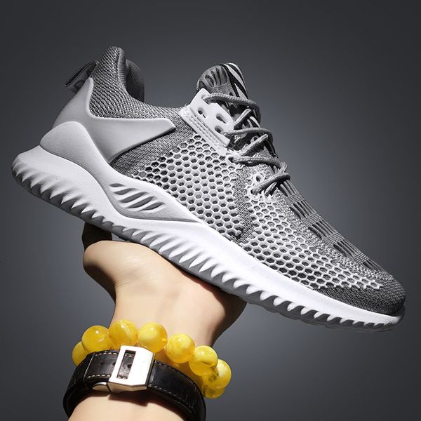 

men's casual sports shoes men footwear breathable mesh light walking sneaker 2020 summer new flying woven running shoes, Black