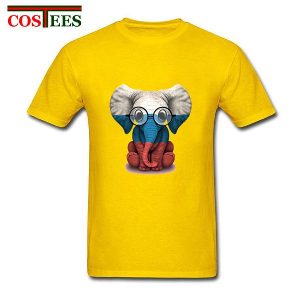 

sport baby elephant with glasses&russian flag t shirts men novelty pattern animal printed t-shirt fashion patriotism gift tshirt homme