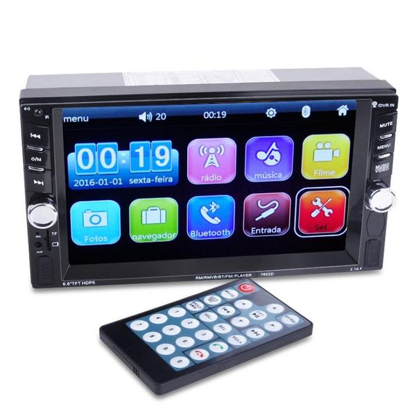 

20pcs 2 din car radio 6.6''inch lcd touch screen autoradio auto player bluetooth support view camera 2din 7652d