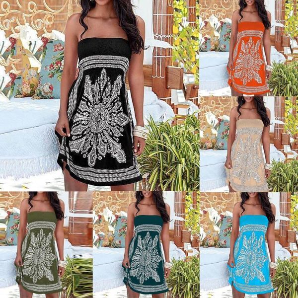 

chiffon stitched lace round collar sleeveless dress women strapless floral bohemian casual mini beach dress cover-up dressa30321, White;black