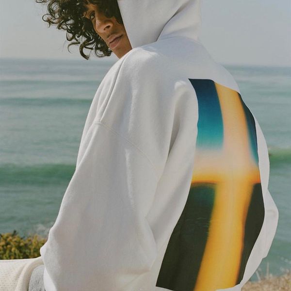 

fashion pullover hoodie double line high street falling shoulder p sweatshirt men's trendy couples, Black