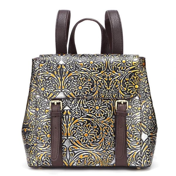 

fashion new style genuine leather geometric teenager school bag