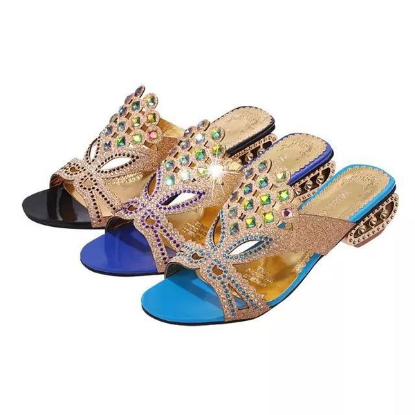 

slippers summer beach sandals women rhinestone flip flops shoes, Black