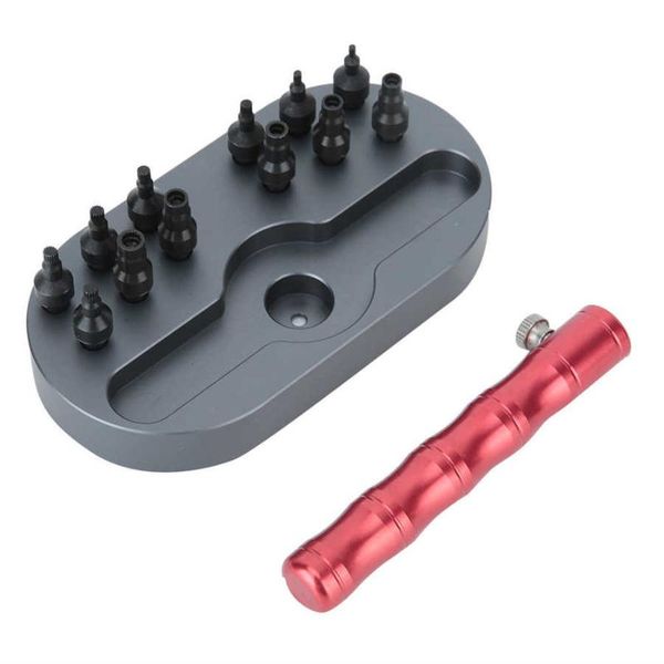

watch crown tube insert remover with 12 nozzels wristwatch repair accessory tool, Black;blue