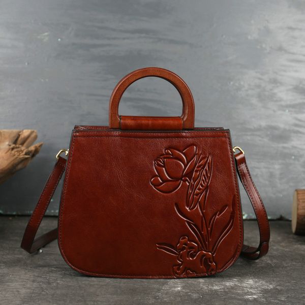 

johnature vintage натуральная кожа женская сумка 2020 новый handmade рельефный первый слой коровьей сумки досуга леди сумки плеча