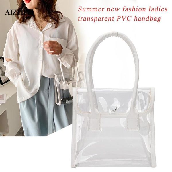 

simple casual handle bags lady transparent totes women pvc shoulder handbags travel purse