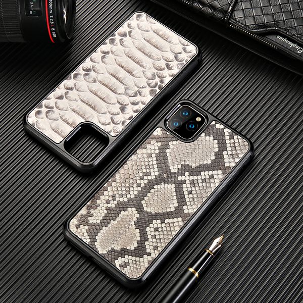 Luxo Genuine Python Pattern Caso de telefone de couro para iphone 11 11PRO MAX 6S 7 8 PLUS X XR XS MAX Snakeskin capa para 12 11 promax