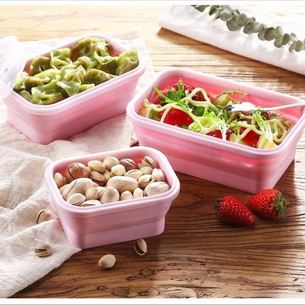 

folding lunch camping grade collapsible bento container portable storage food travel silicon silicone lunch bowl food box household qylhw