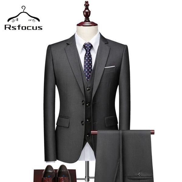 

men's suits & blazers rsfocus dark gray tuxedo groom for men 2021 wedding slim fit three piece formal business casual suit male tz091, White;black