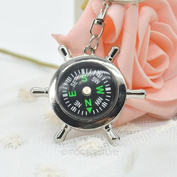 

new outdoor portable rudder helm with key ring alloy versatile metal, Silver