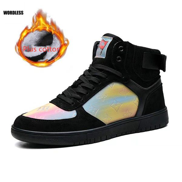 

2020 новый мужчины причинно обувь high top plus хлопок теплое flats кроссовки пара обувь женская обувь обувь 39-44 zapatillas hombre, Black