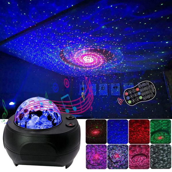 

laser lighting, colorful starry sky projector night light, dc 5v usb remote control ocean wave projection lamp with bluetooth music speaker