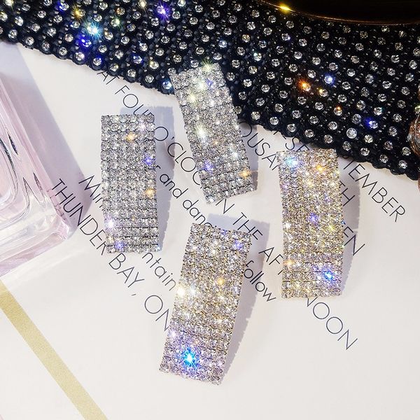 

party wearing jewelry big size square cushion earrings crystal earrings for girls wholesale, Silver