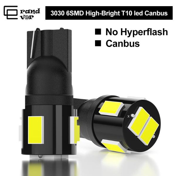 

1pcs 6w t10 led turn signal light w5w 194 bulb 5630 6smd learance reading lamp car accessories license plate lights for auto 12v