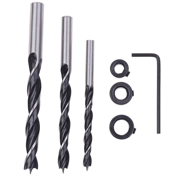 

6/8/10mm woodworking tree-point drill twist drill bit limit ring set