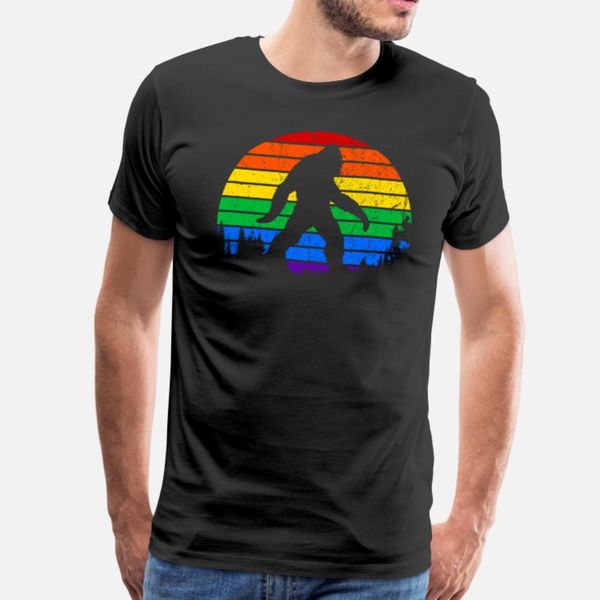 

lgbt flag bigfoot t shirt men print cotton euro size s-3xl clothes fitness breathable spring standard shirt