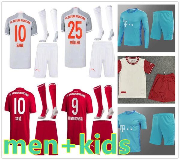 

20 21 bayern munich sane soccer jersey kit lewandowski muller hernandez football shirt men + kids kit 120th years munchen goalkeeper set, Black