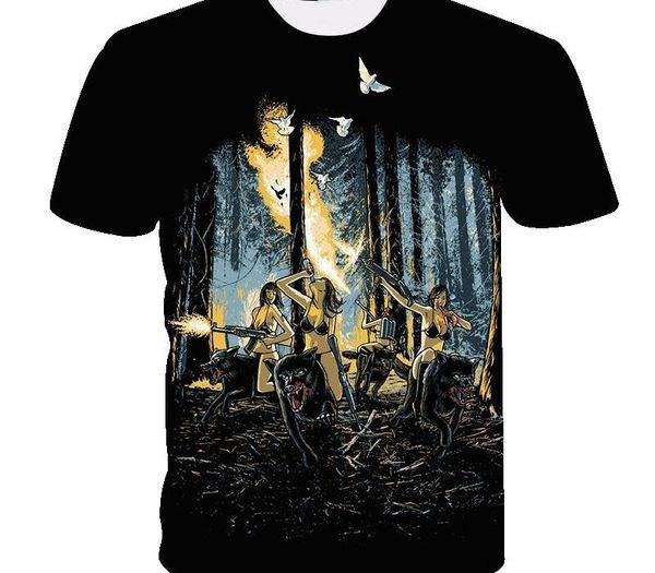 

2020 men s new summer personalized t-shirt wolf print t-shirt 3d men s novelty animal short sleeve, White;black