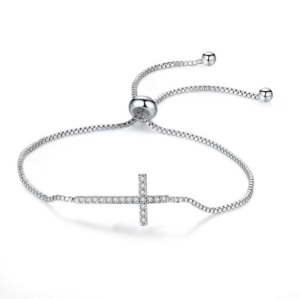 

tb026 cross micro-inlaid zircon adjustable ladies simple t-shaped bracelet, Black
