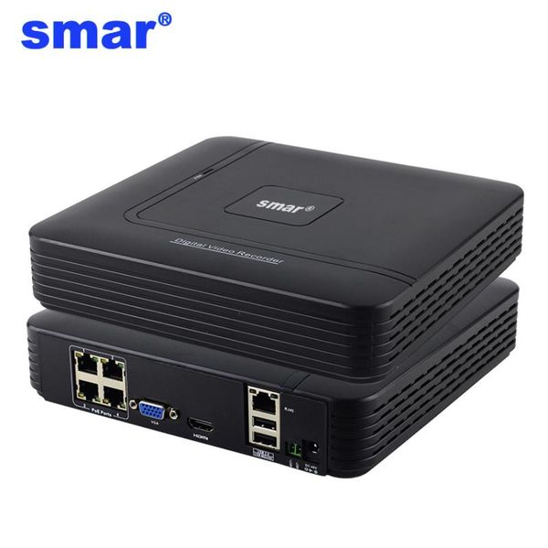 

kits smar 48v poe nvr 4 channel mini full hd standalone hi3515c 1920*1080p onvif for ip camera security system xmeye app, Black;white