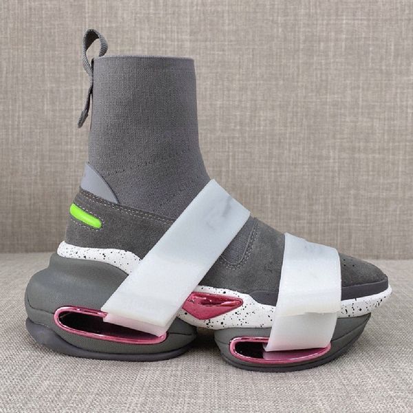 

boots women mixed colors belt boots platform round toe thick bottom shoes ankle zapatos de mujer sock women shoes 2020, Black